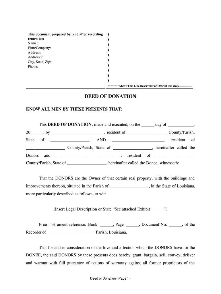 Deed of Donation Sample  Form