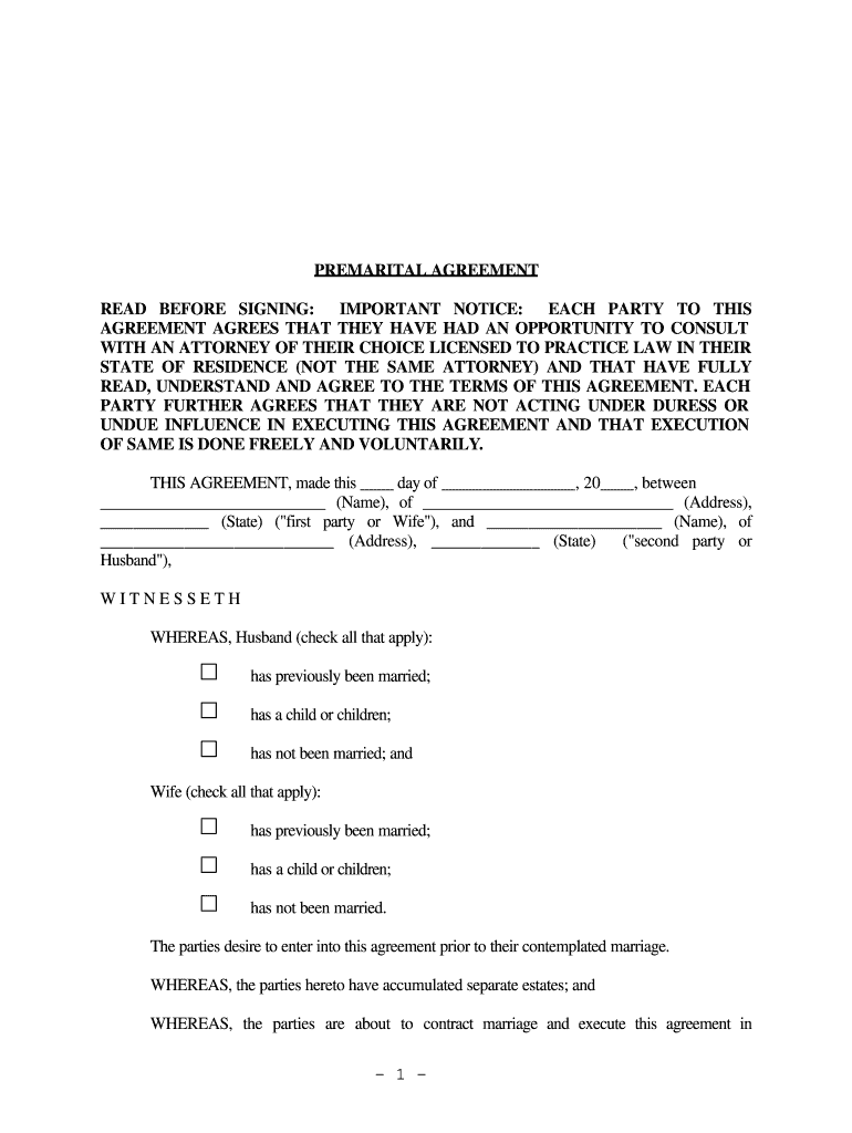 Prenup Template  Form