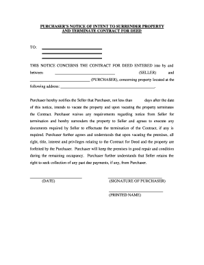 Michigan Buyer&#039;s Notice of Intent to Vacate and Surrender Property to Seller under Contract for Deed  Form
