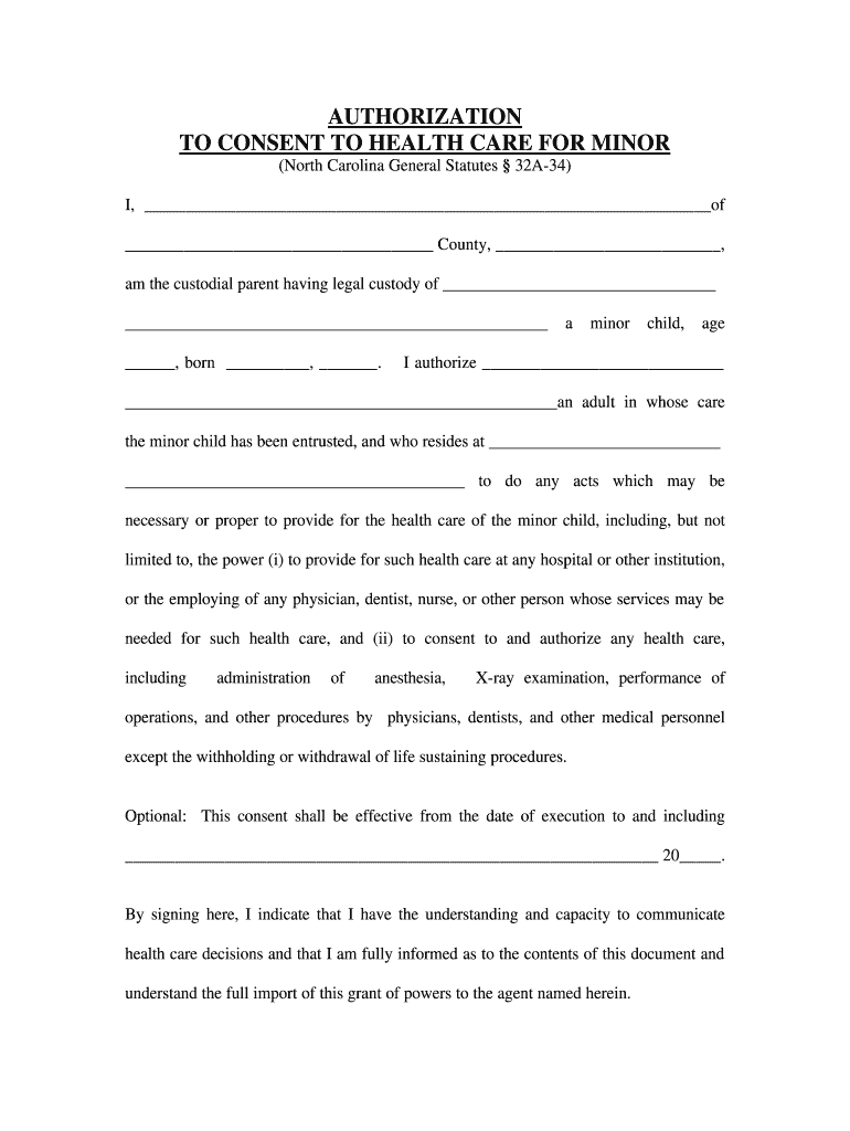 Consent Health Minor  Form