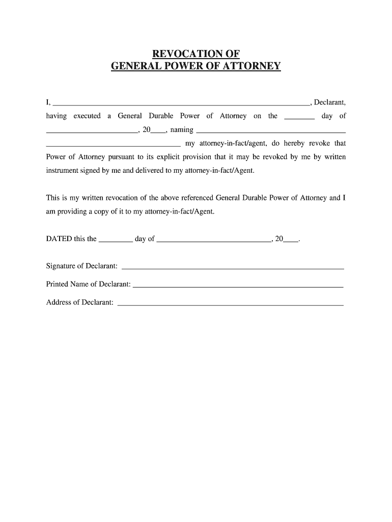 Revocation of Power of Attorney Form PDF California