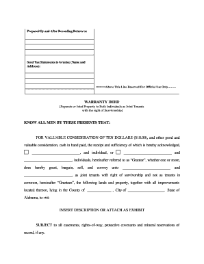 Alabama Warranty Deed Form