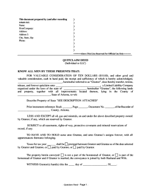 Quit Claim Deed to Llc  Form