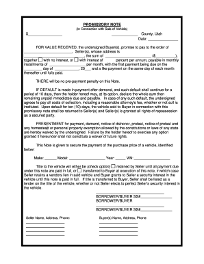 Promissory Note Template Utah  Form