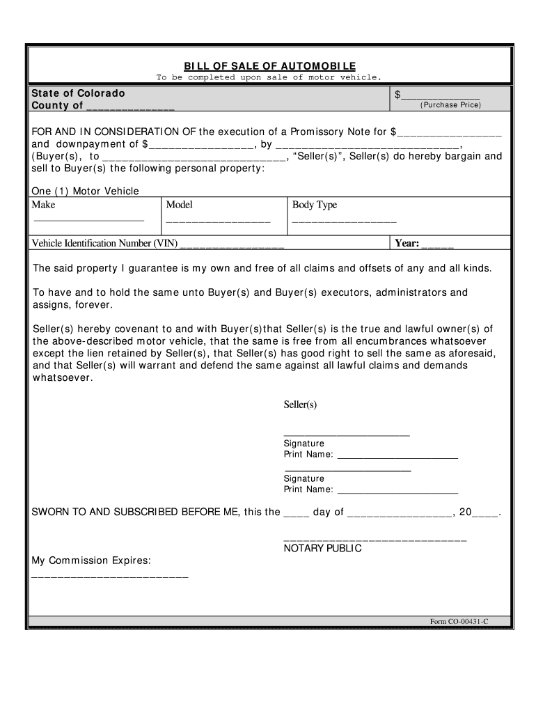 Promissory Note for Car PDF  Form