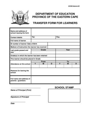 Department of Education Bank Form 1