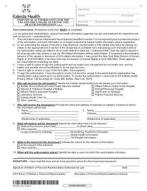 Individual Authorization for the Use and Disclosure Bb Kaleida Health  Form