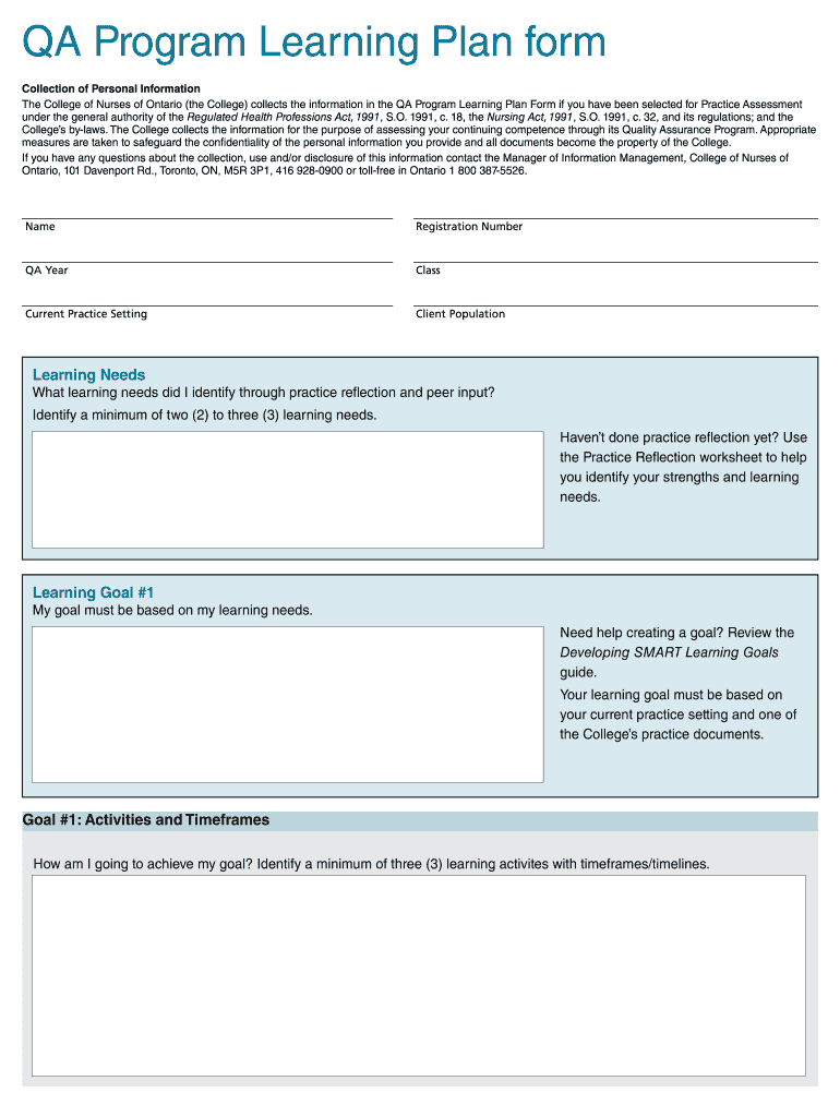 Nursing Learning Plan Examples  Form