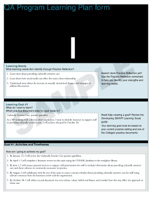 Cno Learning Plan Examples  Form