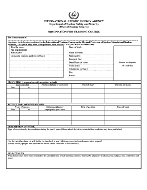 Iaea Online Workshop Nomination Form