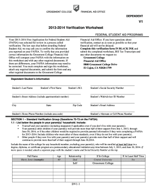 Verfication Worksheet Dv1 Grossmont Form