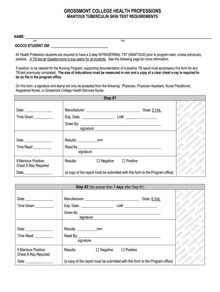  2 Step Tb Test Form 2013-2024