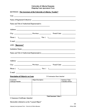 Museum Loan Agreement Template  Form