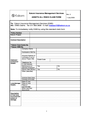 Eskom Claim Form