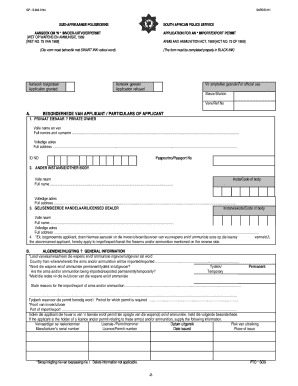 Application for Firearms Importexport Permit SAPS Form 311 Southafrica Newyork