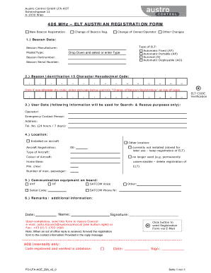 406 MHz AUSTRIAN ELT REGISTRATION FORM Austro Control