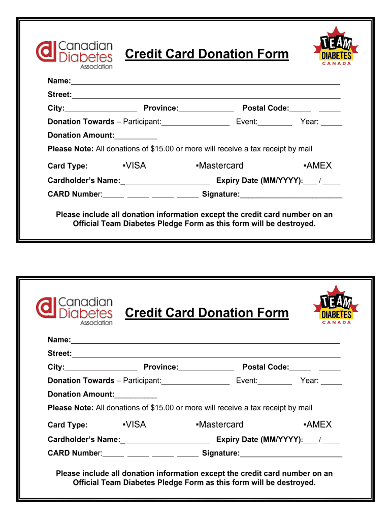 Donation Card Template  Form