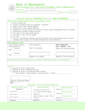 Bank of Maharashtra Kyc Form PDF Download