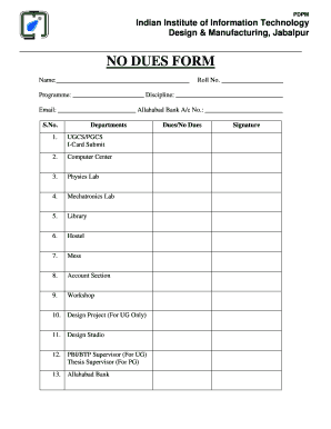 No Dues Certificate Format for Bank