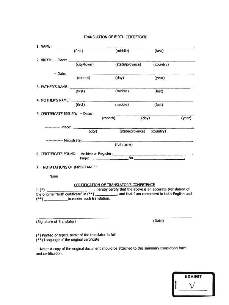 Birth Certificate Template  Form