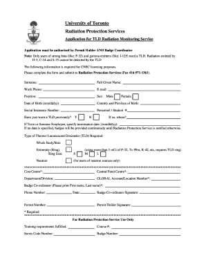 University of Toronto Application  Form