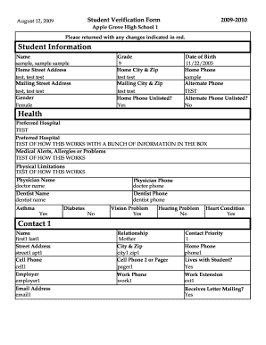 Student Verification Form