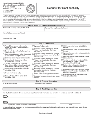 Hcad Request for Confidentiality  Form