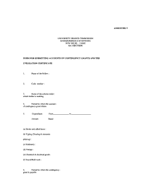 Ugc Contingency Form