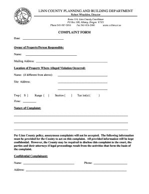 Oregon Linn County Building  Form