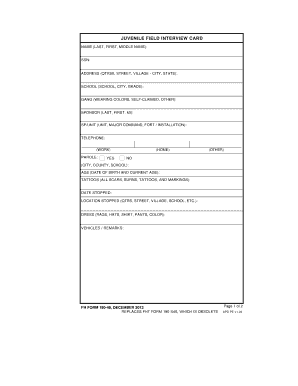 Field Interview Card PDF  Form