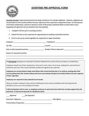 Overtime Pre Approval Form