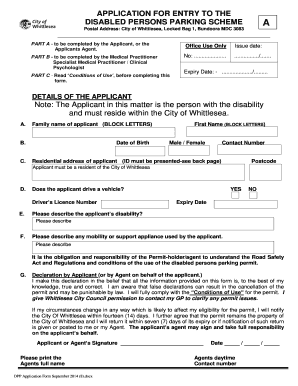 Whittlesea Council Disabled Parking Permit  Form