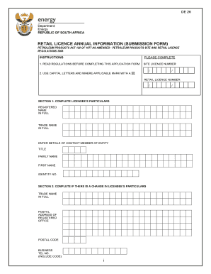 I RETAIL LICENCE ANNUAL INFORMATION SUBMISSION FORM Services Gov