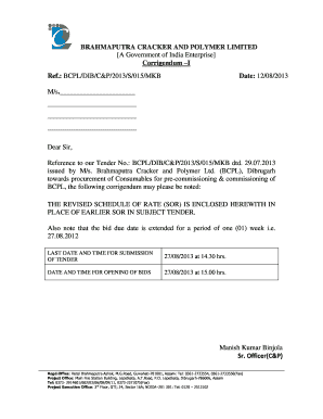 Bcpl Tender Registration  Form