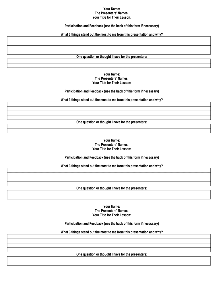 Presentation Feedback Form Peer Review Docushare3 Dcc