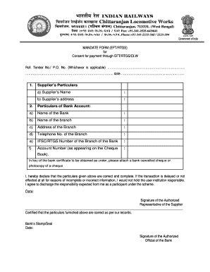 Irs Mandate Form Chittaranjan Locomotive Works