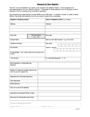  New Supplier Form Template 2010
