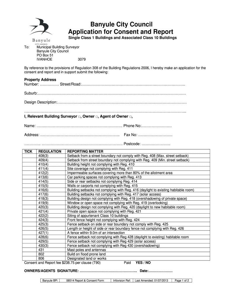  Dispensation Banyule Form 2013-2024