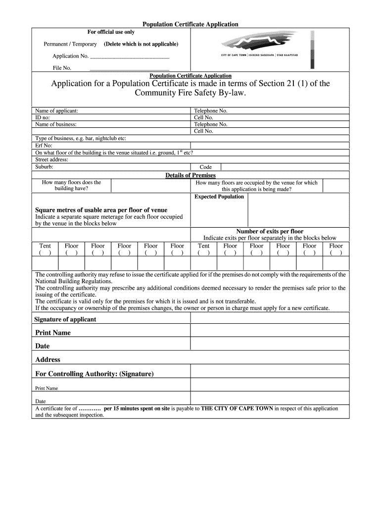 Population Certificate  Form