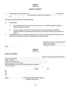 Distance Certificate for Hostel  Form