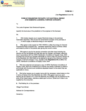 Application for Electricity Connection  Form