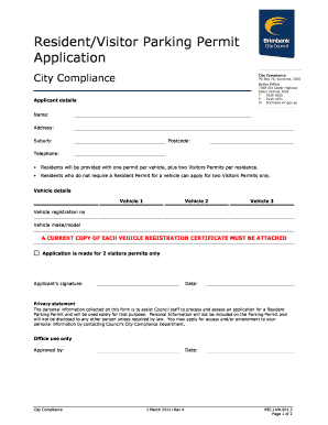 Brimbank Council Parking Permit  Form