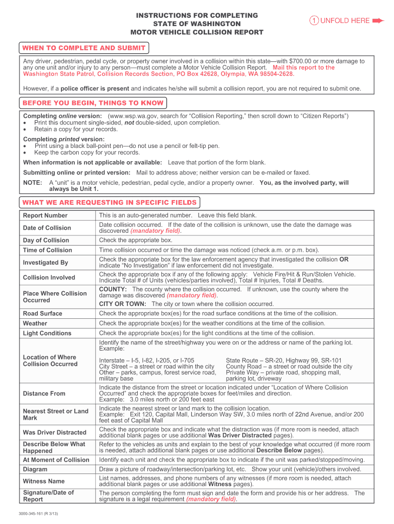  State of Washington Motor Vehicle Collision Report Wsp Wa 2015