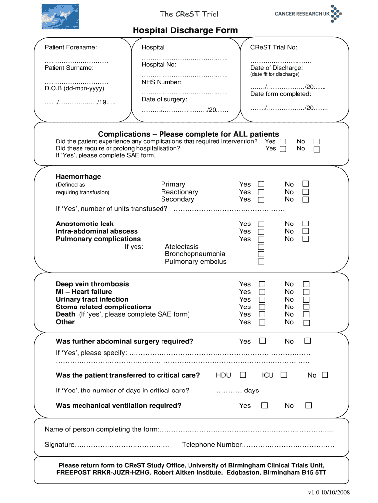  St Johns Hospital Discharge Paper 2008-2024