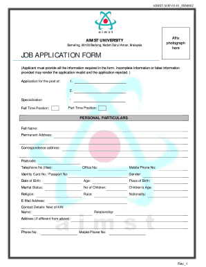 Aimst University Application Form