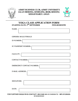 Yoga Registration Form PDF