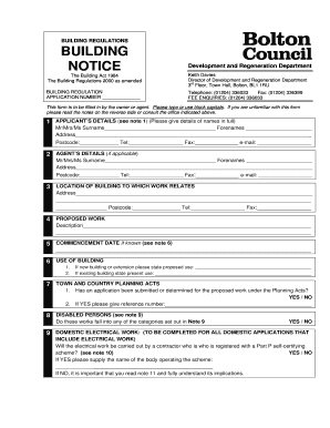 Building Notice Example  Form