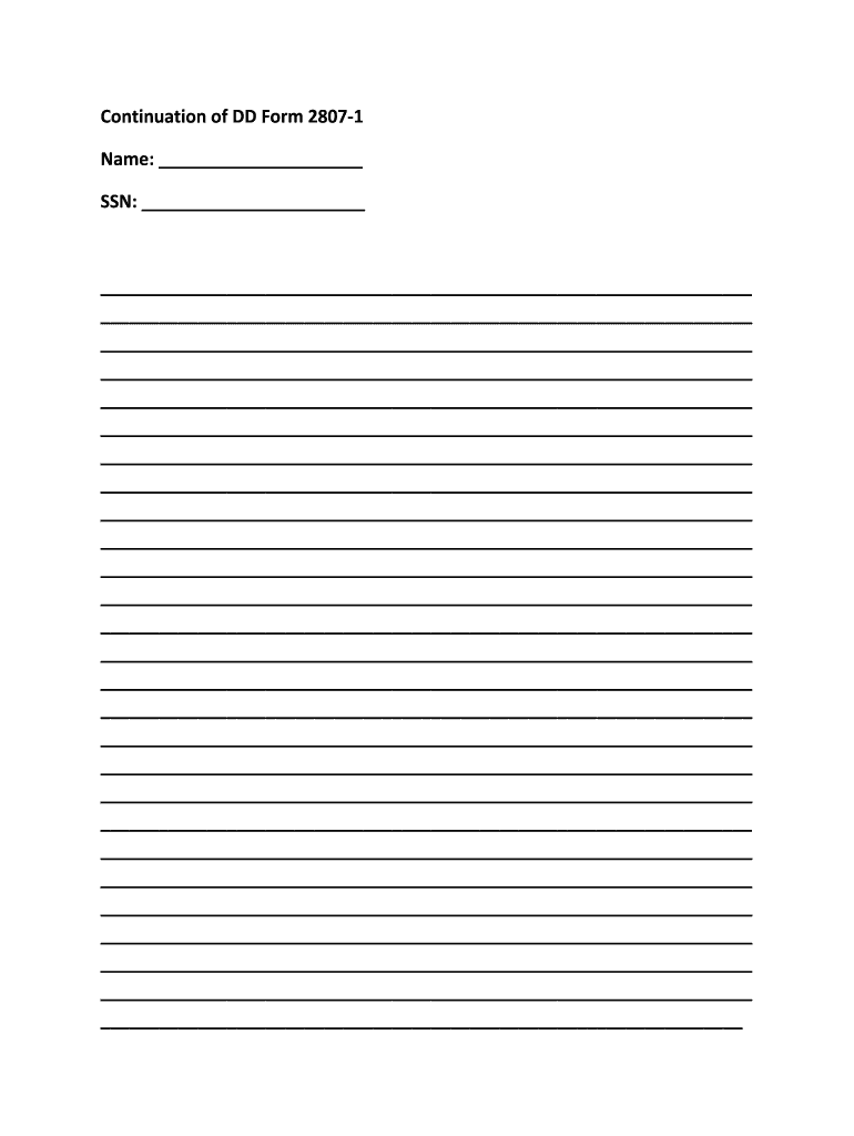 Dd Form 2807 1 Continuation Sheet