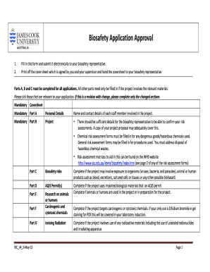 Biosafety Application Approval Form James Cook University Jcu Edu