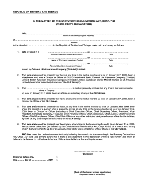 Statutory Declaration Trinidad  Form